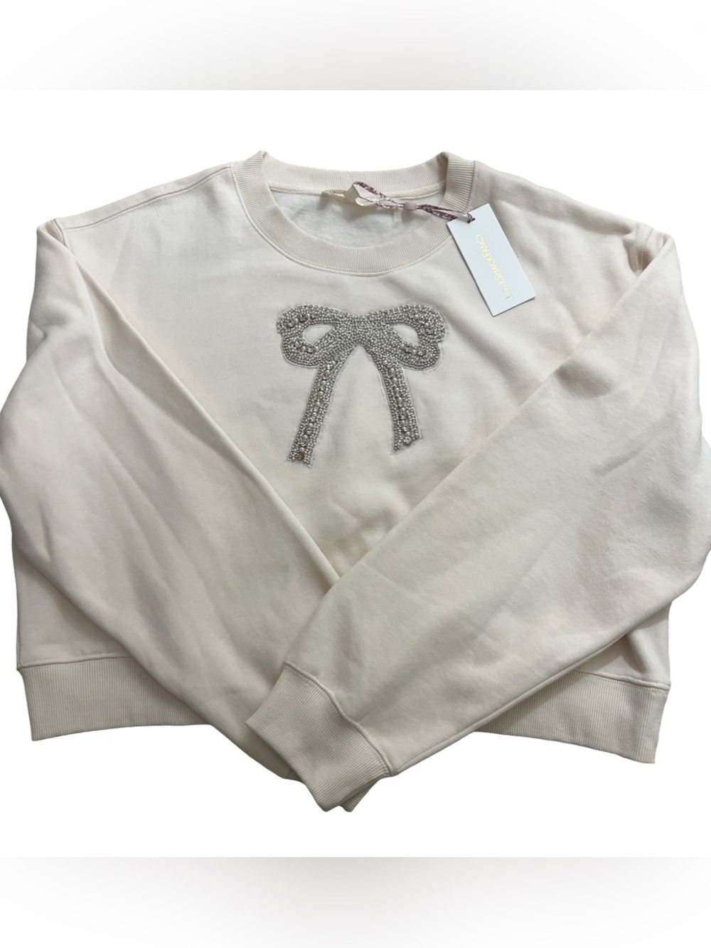 NWT LoveShackFancy Rylan embellished bow sweatshirt